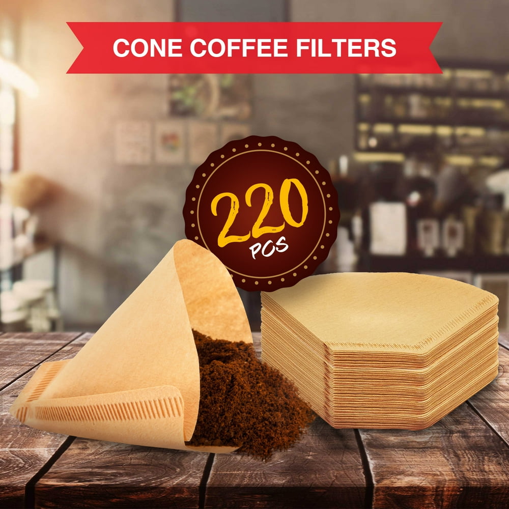 4 Cone Coffee Filters 220 Count Disposable Tan Colored Natural