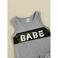 thumbnail image 5 of TSEXIEFOOFU Baby Shorts Set Letter Camouflage Print Round Neck Sleeveless Tank Tops + High Waist Stretch Shorts Set, 5 of 8