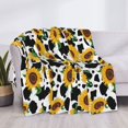 thumbnail image 3 of Rateoe Cute Cow Print Sunflower D Pattern Flannel Throw Blanket, Ultra-soft Blanket for Bed, Couch, Car, Hypoallergenic Anti-pilling blanket-50"x40"(Horizontal), 3 of 6