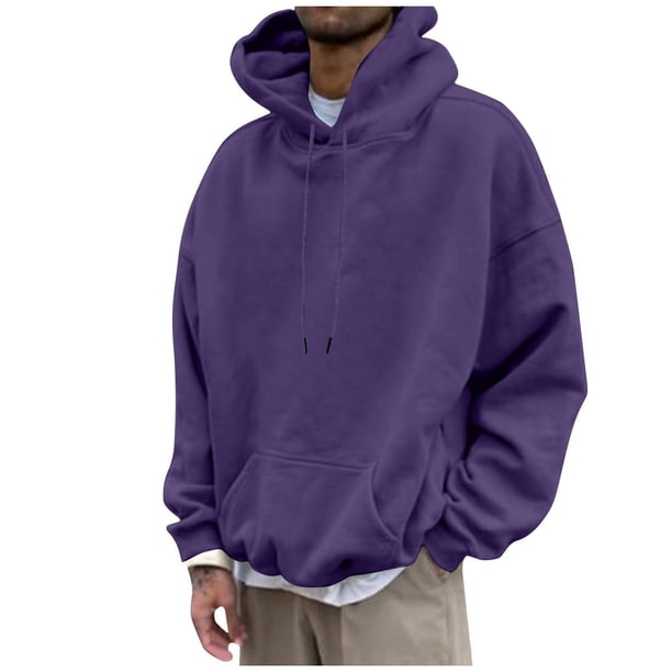 pstuiky Camisas casuales de manga larga para hombre, Sudadera con capucha deportiva de manga larga para hombre, estilo relajado y liso Tops de hombre xxxl