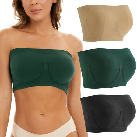 

Gibobby Push Up Bra Flared Tube Top 3 Pieces T-Shirt Bra For Women Plus Size Strapless Bra Bandeau Padded Bandeau Top with Straps Bralette