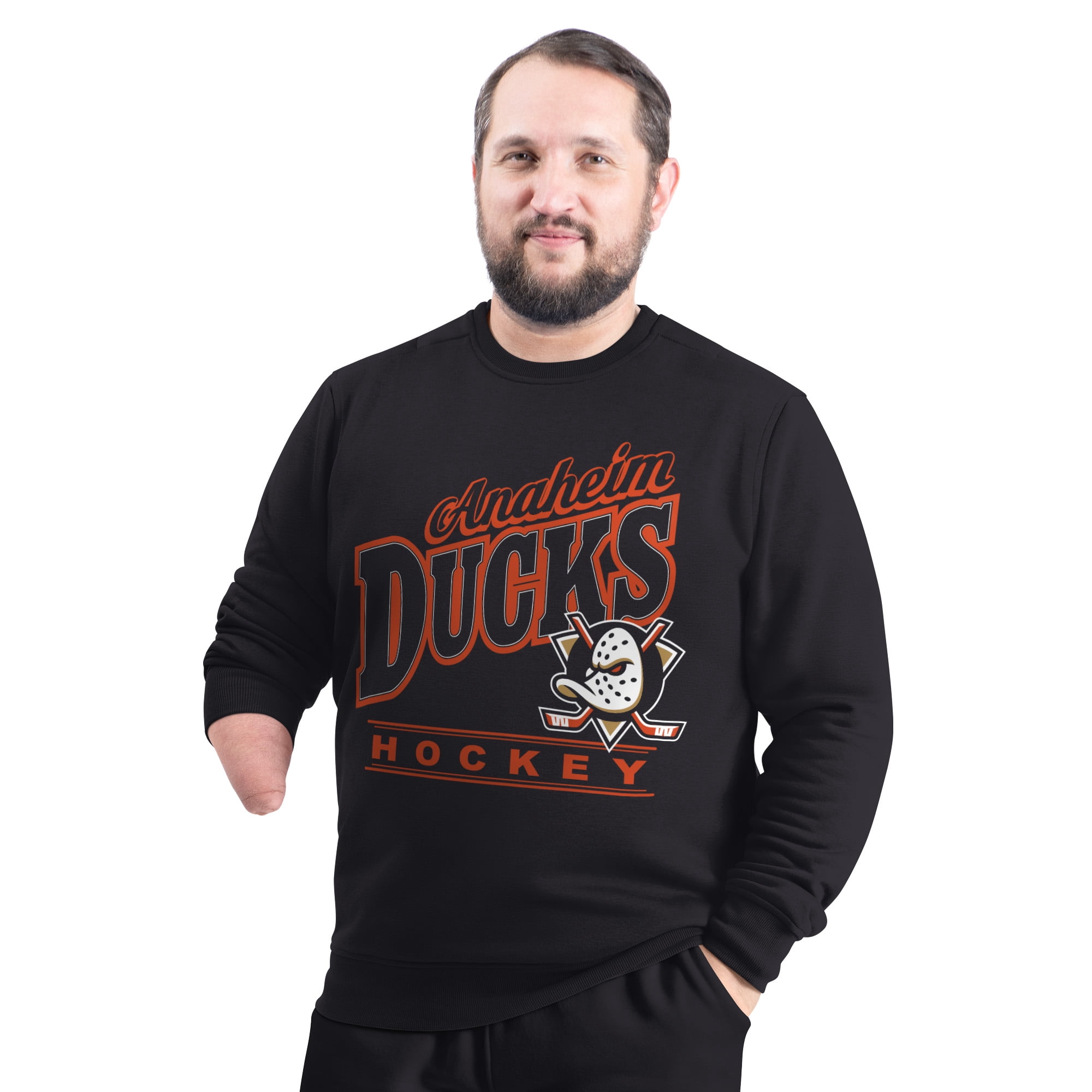 Men's G-III Sports by Carl Banks Black Anaheim Ducks Adaptive Headliner Fleece Sweatshirt