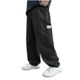 thumbnail image 2 of fnnxnal Big Boys' Black Casual Pants - 7T Size, Nylon Spandex Blend, Breathable Stretch for Daily Wear/School/Outdoor Play, Walmart Comfort Active Pants, 2 of 7