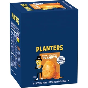 PLANTERS Honey Roasted Peanuts, AIF4 2.5 Ounce - 15 Count (Pack of 1) - Roasted with Honey and Sea Salt - Active Lifestyle Snacks, Movie Snacks and School Snacks - Kosher Peanuts