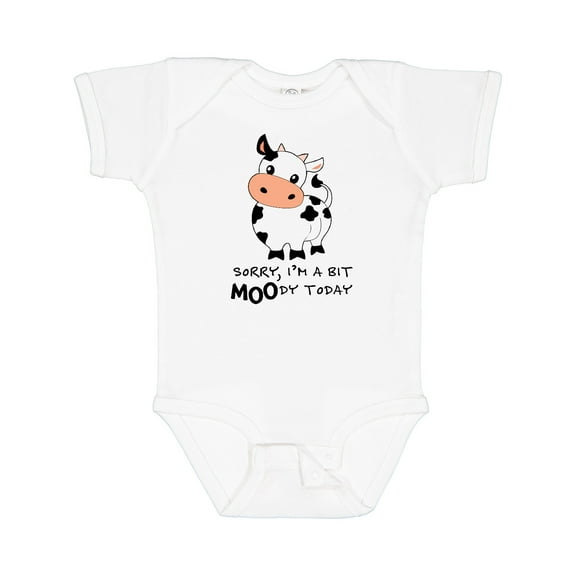 Inktastic Sorry, I'm a Bit Moody Today Cute Cow Pun Boys or Girls Baby Bodysuit