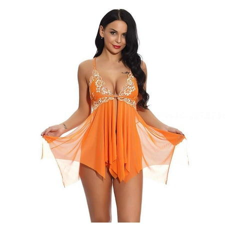 

QING SUN Pajamas Ladies Sexy Pajamas Underwear Lace Pajama Set Polyester Material