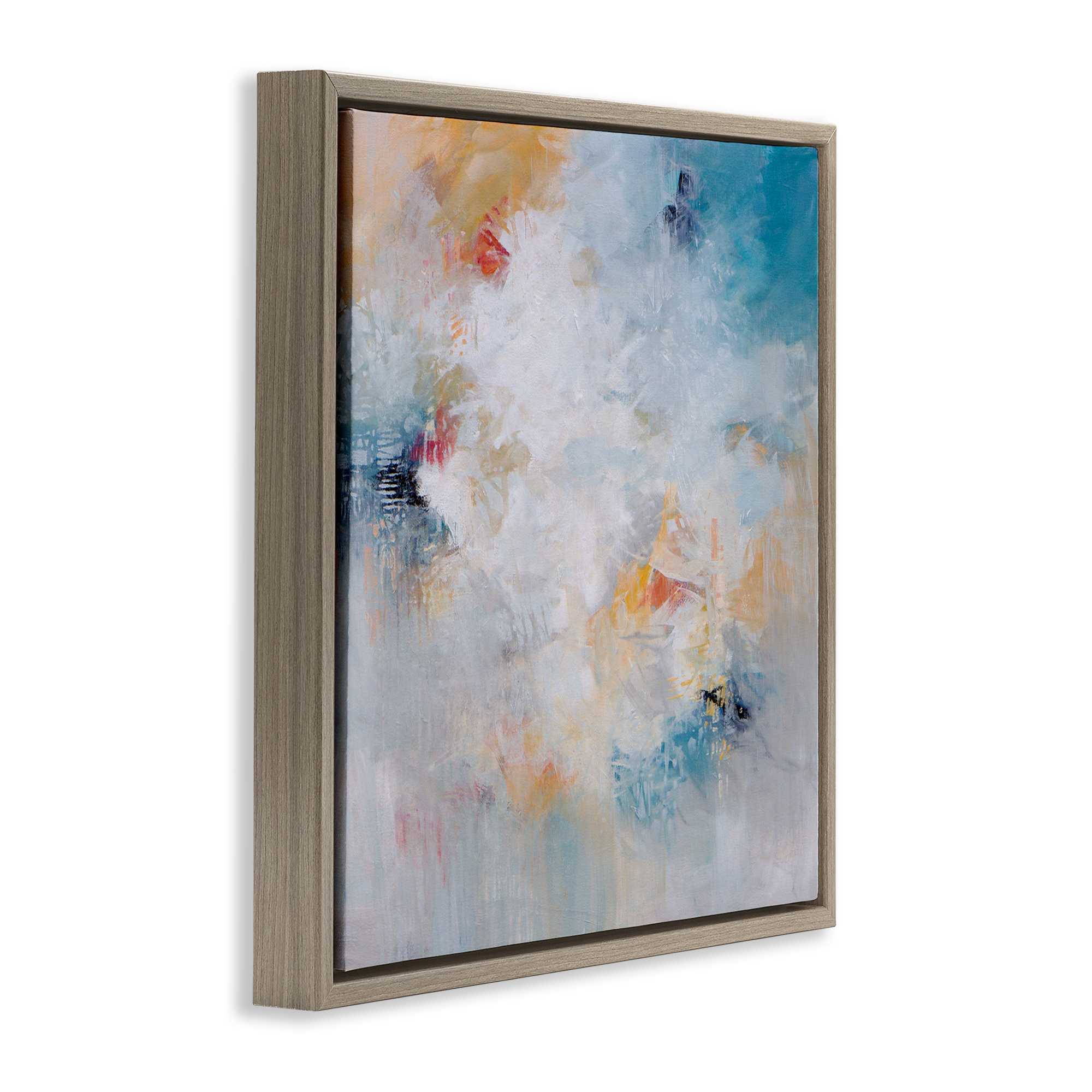 Veiled Dance Abstraction Brown Framed Floater Canvas Wall Art, design by Karen Hale