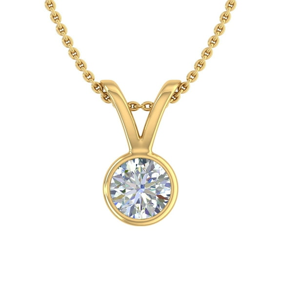 1/3 Carat Diamond Solitaire Pendant Necklace in 14K Yellow Gold (Included Silver Chain)