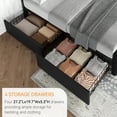 thumbnail image 4 of Bed Frame with 4 Storage Drawers and Upholstered Headboard, Queen/Full Size Upholstered Mattress Foundation with Linen Fabric/PU Leather/Velvet, No Box Spring Needed, 4 of 8