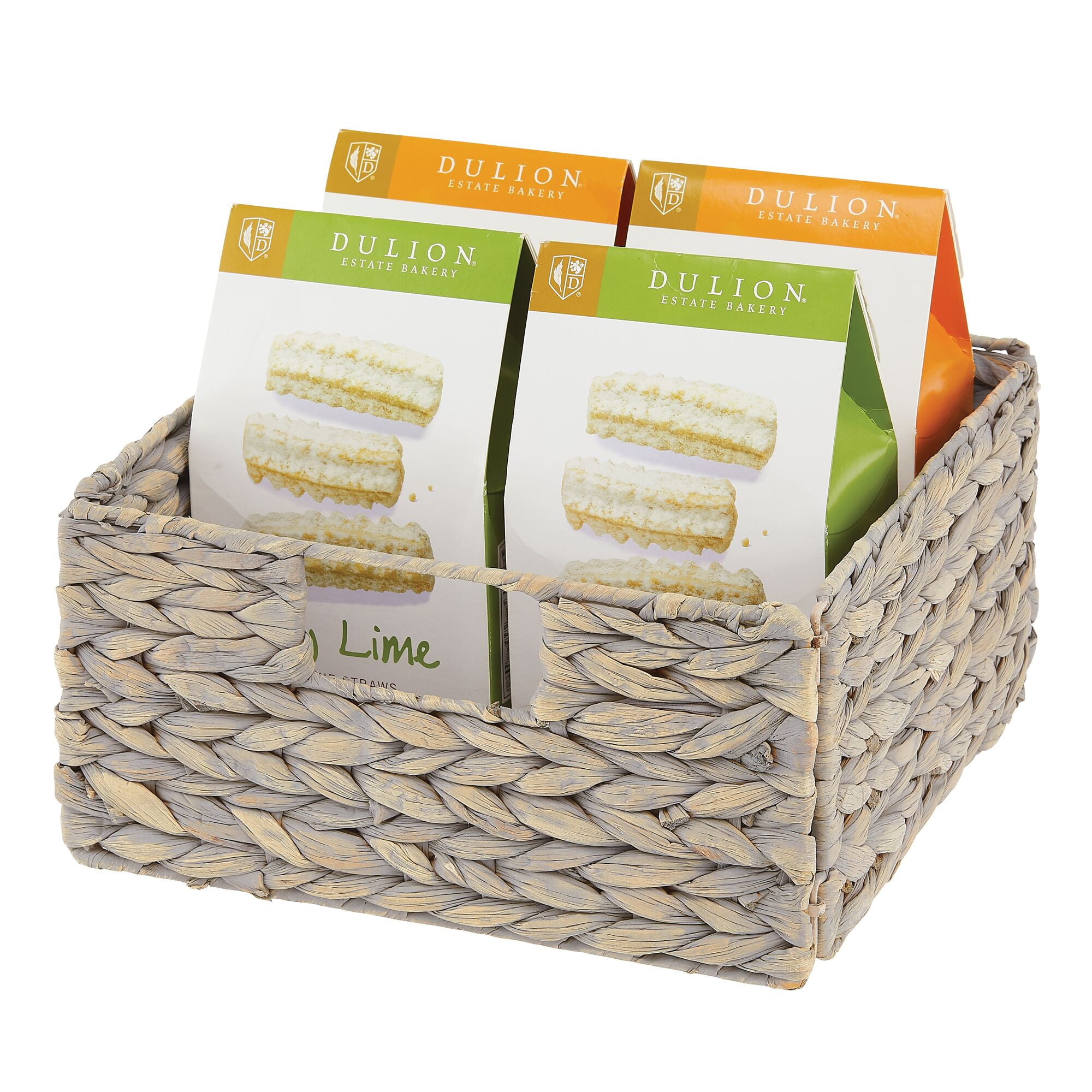 mDesign Woven Hyacinth Kitchen Basket Organizer with Handles, 8 Pack, Gray Wash