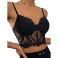 thumbnail image 3 of VISgogo Mujeres Encaje Verano Crop Tops, See Through Sweetheart Neckline Floral Surface Mesh Camisole VISgogo moda, 3 of 7