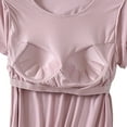 thumbnail image 2 of Women's Modal Solid color T-shirt with breast pad bra all-in-one short-sleeved pajamas Summer short-sleeved women's base shirt, 2 of 7