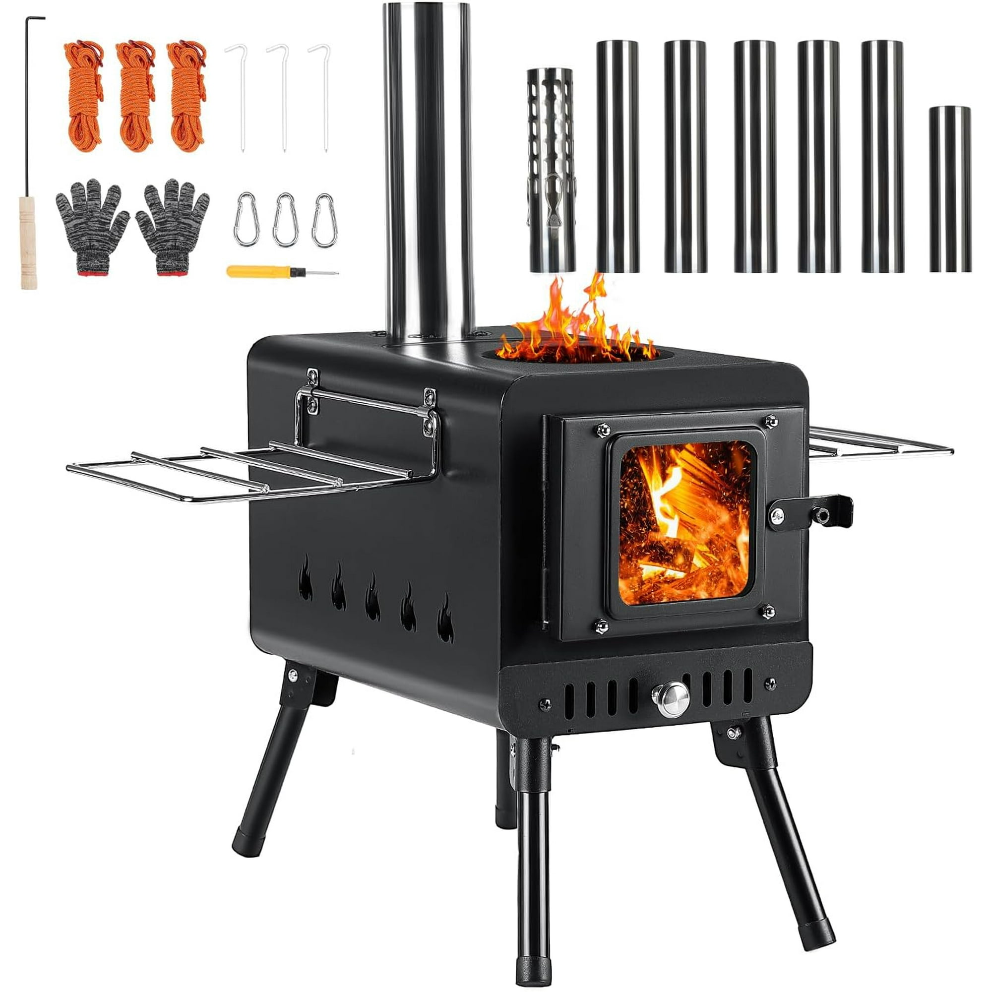 Deerfamy Portable Tent Stove with Chimney Outdoor Heating Cooking Walmart