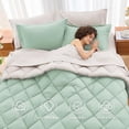 thumbnail image 5 of Sasttie 7 Pieces Queen Comforter Set, Reversible Bed in a Bag, All Season Bedding Set with Comforter, Flat Sheet, Fitted Sheet, Pillowcases & Shams, Sage Green/Beige, 5 of 7