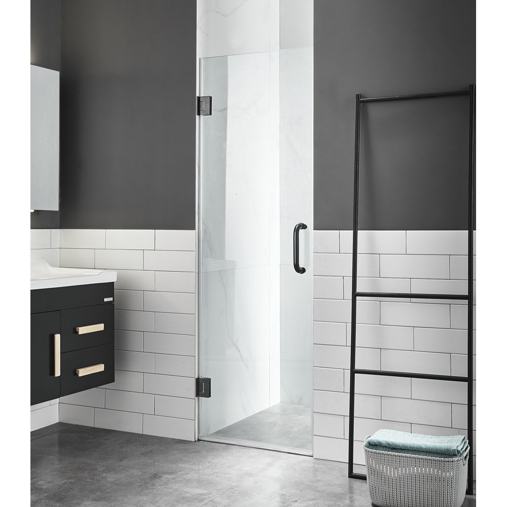 Passion 24 in. by 72 in. Frameless Hinged Shower Door in Matte Black