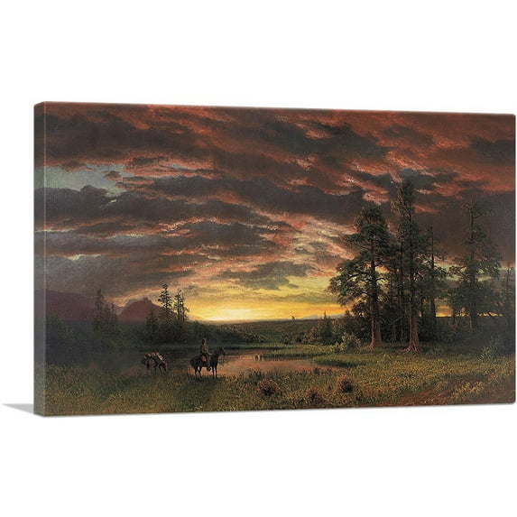 ARTCANVAS Evening On The Prairie Canvas Art Print by Albert Bierstadt - Size: 18" x 12" (1.50" Deep)