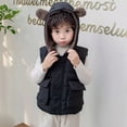 thumbnail image 4 of Esaierr Newborn Baby Boys Girls Hooded Puffer Vest Down Vest Jacket Outwear with Hooded Boys Girls Lightweight Waterproof Solid Colour Ears Sleeveless Zip Jacket for 9M-5Y, 4 of 5