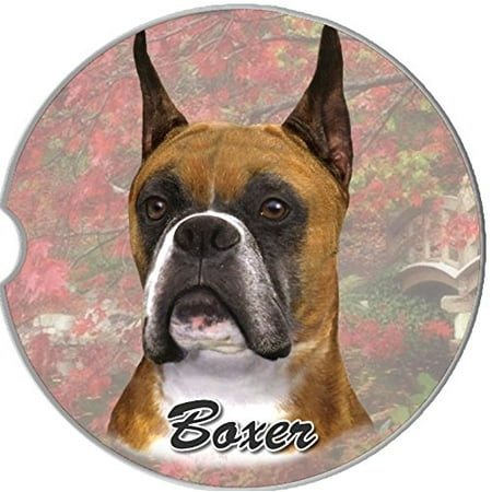 

ES Pets Absorbent Stoneware Car Cup Holder Coaster Boxer Cropped Ears