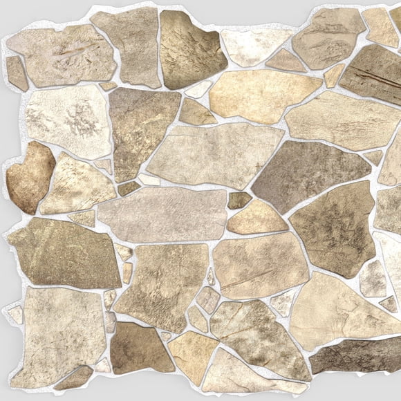 Dundee Deco's Brown Beige Faux Stone PVC 3D Wall Panel, 3.2 ft X 2.1 ft, Interior Design Wall Paneling Decor Commercial and Residential Application, 6.7 sq. feet each