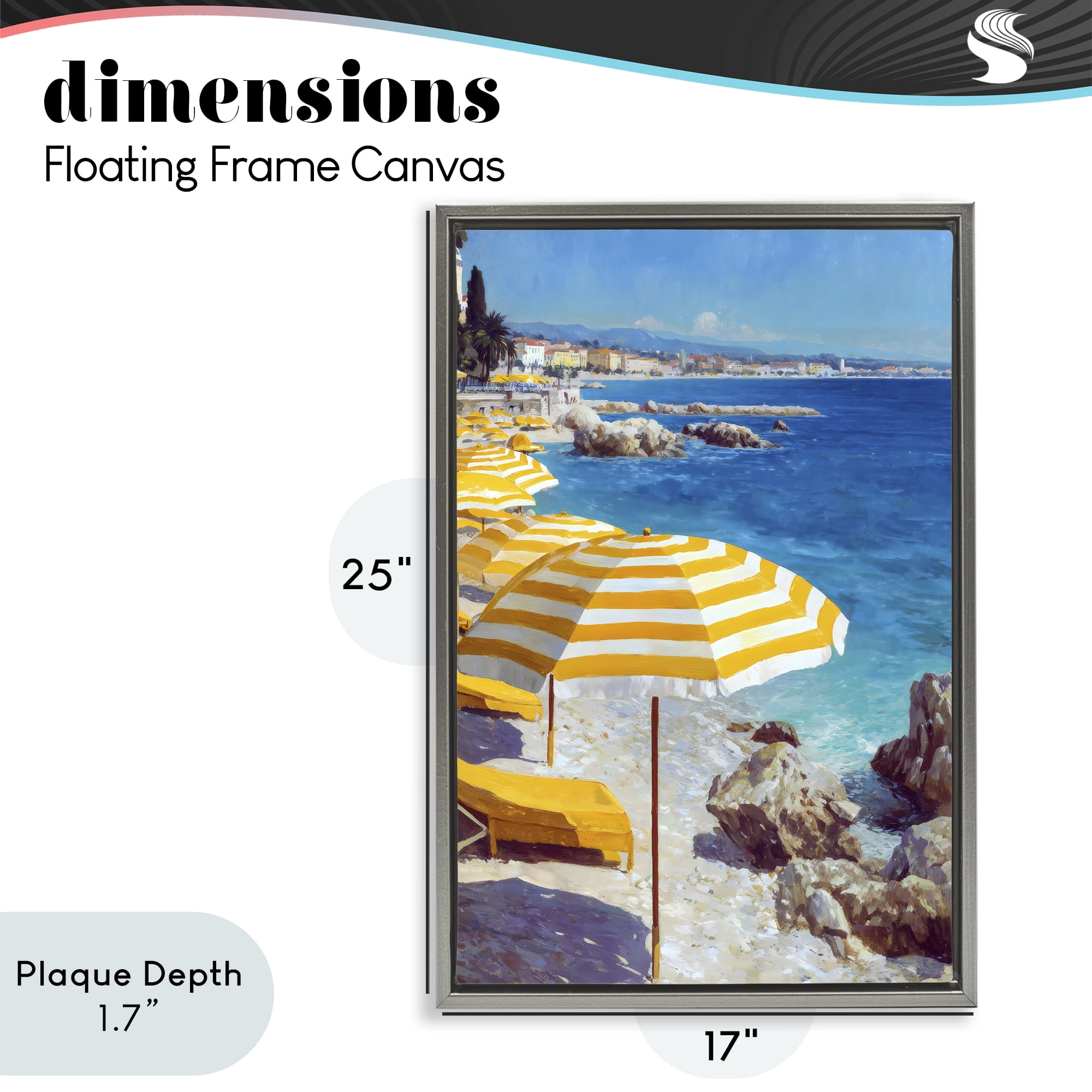 Stupell Industries Sunshine on the Shore Gray Framed Floater Canvas Wall Art, design by Petal Prints Design
