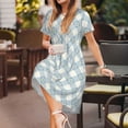 thumbnail image 3 of Xecao Daisy Plaid Blue for Women Summer Short Sleeve Midi Dress with Pockets Casual Aline Flowy Tshirt Dress Vocation Beach Sundress, 3 of 6