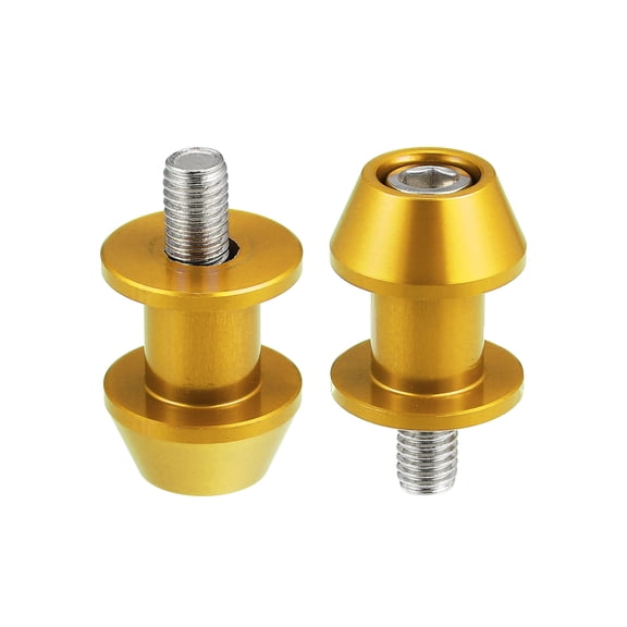 Unique Bargains 1 Pair 8mm M8x1.25 Gold Tone Aluminum Alloy Motorcycle Swing Arm Spools Sliders Stand for Honda