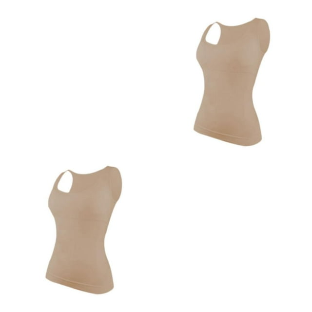 Minnieouse Chaleco adelgazante de verano para mujer, camisetas de apoyo para el pecho para entrenamiento de ejercicio para mujer, ropa deportiva Color de piel L 2piezas