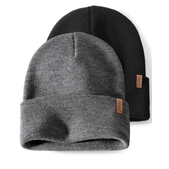 FURTALK 2 Pack Beanies Hats Men Women Unisex Cuffed Winter Hat Plain Warm Beanies Skull Cap