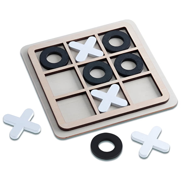BESTSKY Wooden Travel Tic Tac Toe Game Classic Fun 2 Player Handheld Brain Challenge Game Digital Tic Tac Toe Game