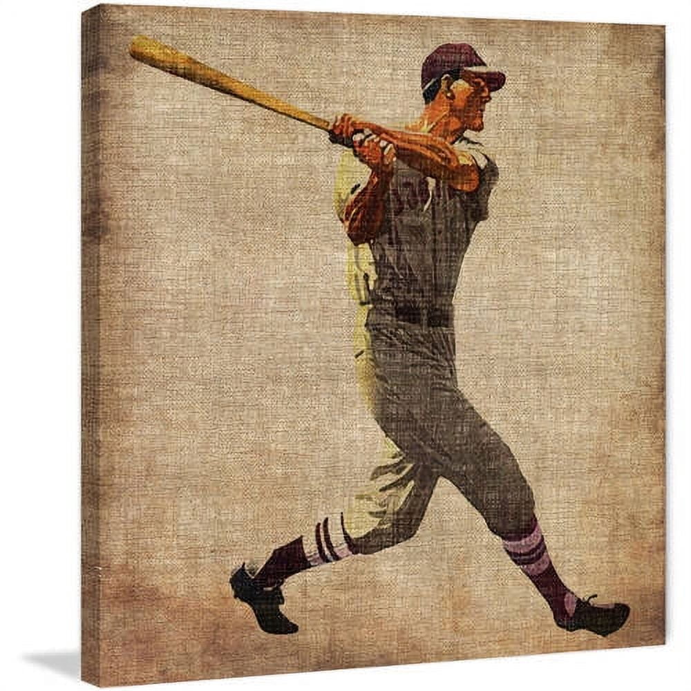 Marmont Hill "Vintage Baseball Swing" Painting Print on Wrapped Canvas