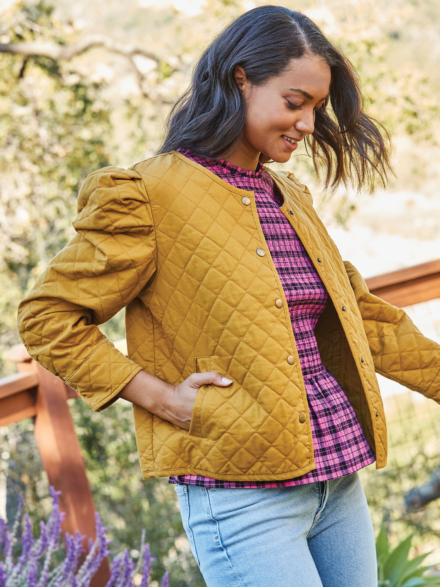 Puff Sleeve Quilted Jacket - Walmart 