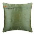 thumbnail image 2 of Euro Shams, Decorative Taupe Green Euro Shams 26x26 inch (65x65 cm), Silk European Pillow Covers, Solid Color, Pintucks, Textured, Modern Euro Sham Covers - Taupe Green Ocean, 2 of 3