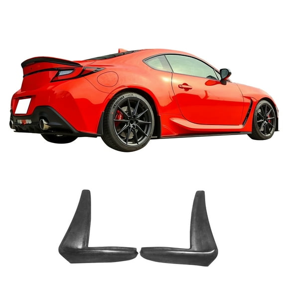 Ikon Motorsports Rear Bumper Spats Apron Compatible with 2022-2025 Subaru BRZ & Toyota GR86 Akea Style Black PU Rear Lower Winglets Air Dam Chin Valance Splitters 2PCS