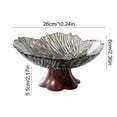 thumbnail image 3 of Faux Wood Grain Pedestal Serving Bowl, Clear Petal Shape Plastic, Vintage Style Fruit, Candy and Snack Bowl With Raised Base for Table or Home Kitchen, 3 of 6