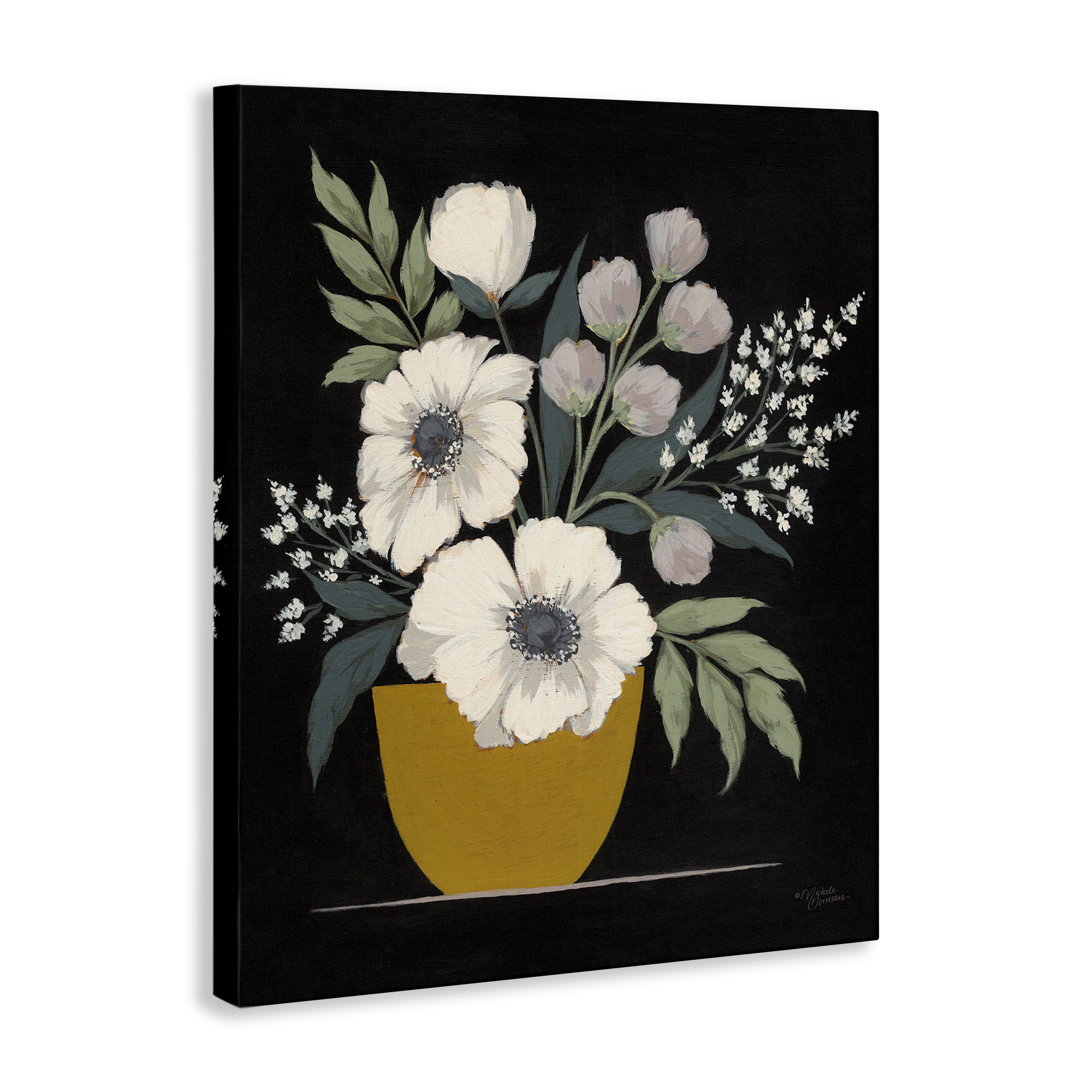 Stupell Industries Potted Flower Bouquet Botanical & Floral Painting Gallery Wrapped Canvas Art Print Wall Art, 30 x 40