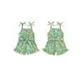 vera natura Kid Girls Jumpsuit, Tieup Spaghetti Straps Avocado Print
