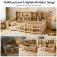 thumbnail image 6 of Miniyam Twin Size Floor Bed, Kids Wood Bed Frame with Guardrails, Side Bookshelf, Natural, 6 of 7
