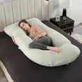 thumbnail image 4 of TOPCHANCES Pregnancy Pillow, J-Shape Full Body Maternity Pillow for Side Sleeping with Removable Cover, 27 * 57inch, Light Green, 4 of 18