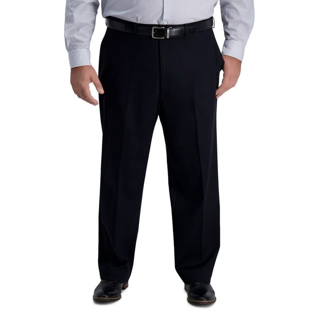 Big & Tall Haggar Iron Free Classic-Fit Flat-Front Pants Black