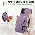 thumbnail image 4 of Allytech Wallet Case for Apple iPhone 16 Pro, with Crossbody Shoulder Strap Large Zipper Pocket Cards Slots Stand Protective Shockproof Case for iPhone 16 Pro - Purple, 4 of 9