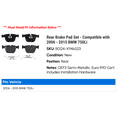 thumbnail image 2 of Rear Brake Pad Set - Compatible with 2006 - 2015 BMW 750Li 2007 2008 2009 2010 2011 2012 2013 2014, 2 of 2