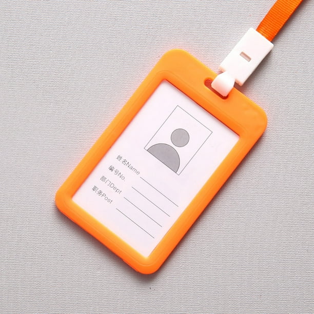 Portable Colorful Employee Plastic ID Card Holder Name Tag Lanyard Neck