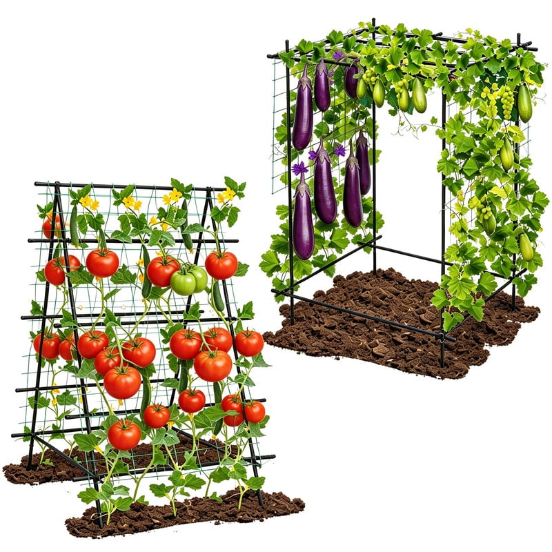 LIVIZA Cucumber Trellis for Climbing Plants with Netting, A-Frame Trellis Tall for Raised Bed Garden Trellis for Vegetables