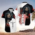 thumbnail image 5 of Camisa hawaiana Aloha con Jesús y león, unisex, con solapa, de manga corta, para verano, para hombre y mujer, genial para playa, con flores, tops cruzados, 5 of 5