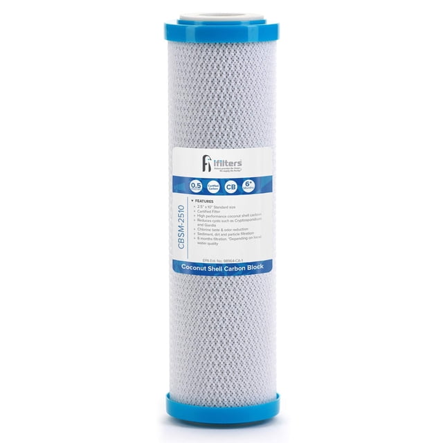 iFilters 0.5-Micron Carbon Block Water Filter – Coconut Shell CTO Drinking Water Filter Cartridge – 10-inch Replacement for Filtration Systems �
