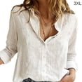 thumbnail image 1 of Camisa de mujer Blusa informal de manga larga con botones en la parte superior y solapa de color sólido, Blanco, 3XL Advancent AP001983-06, 1 of 5