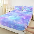 thumbnail image 3 of Feelyou Purple Blue Sky Twin Sheet Sets, Dreamy Stars Teen Kid Bedding, 3pcs, 3 of 7