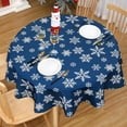 thumbnail image 2 of Christmas Tablecloth 60 Inch, Round Table Cloth Outdoor Winter Christmas Decorations Dining Table Cover, Farmhouse Xmas Blue Snowflakes for Banquet Party Kitchen Dining Room, 2 of 6