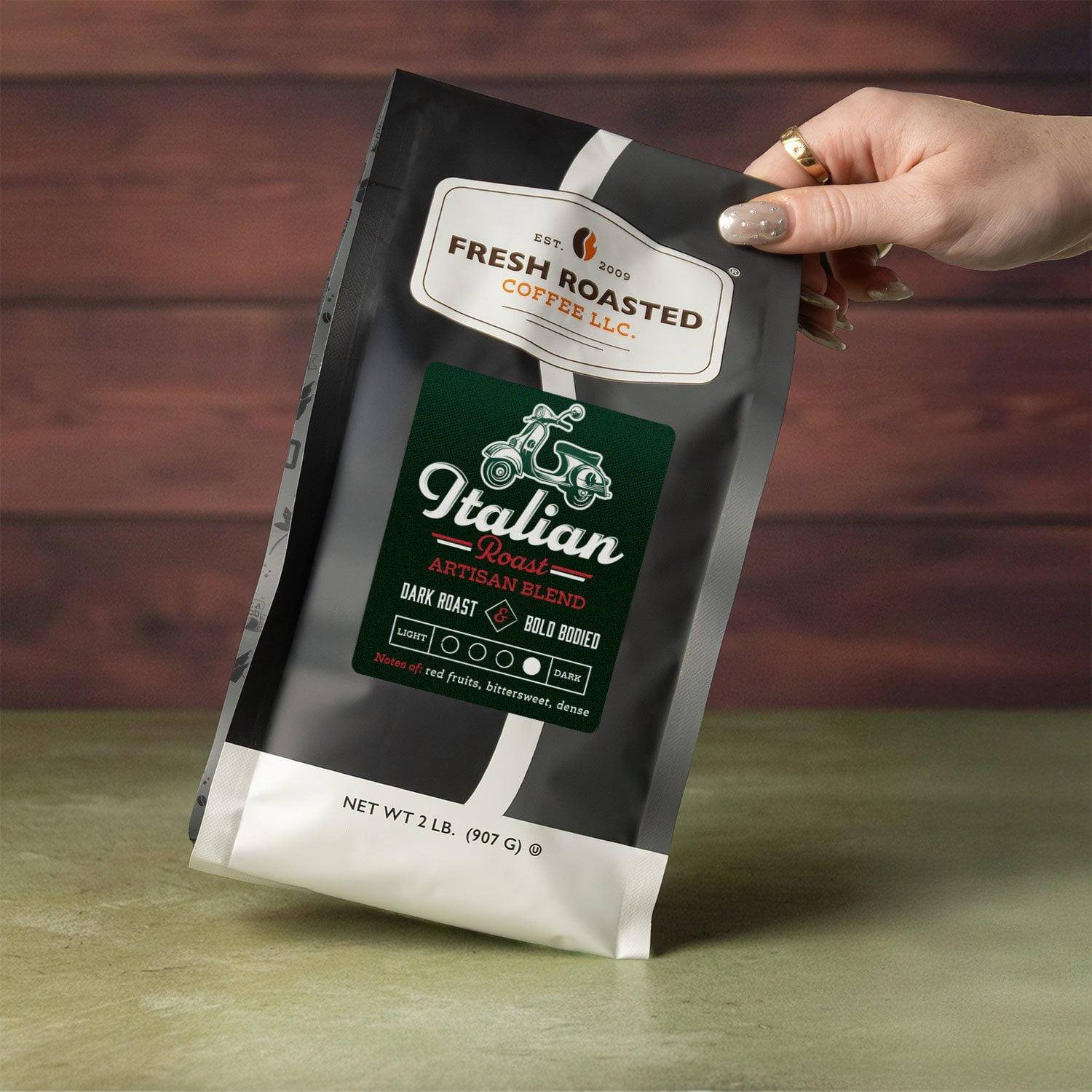 Fresh Roasted Coffee, Italian Roast Coffee, Dark Roast, Drip Ground, 32 oz 2 lbs