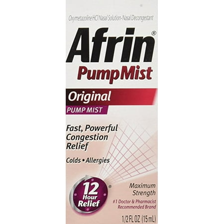 Afrin Original Cold and Allergy Congestion Relief Pump Mist, 0.5 Fl (Best Nasal Spray For Kids)